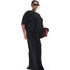 Only Carmakoma Curve Plisse Wide Leg Trousers Co-Ord - Black