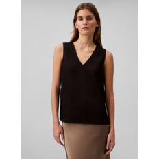 Calvin Klein Women Tank Tops Calvin Klein Women's Textured Plisse V-Neck Tank Top - Black