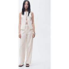 Mango Straight Mid-Rise Trousers - Ecru