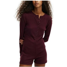 Bomull Jumpsuits & Overaller Cotton On Super Soft Ribbed Romper - Dark Oak/Purple