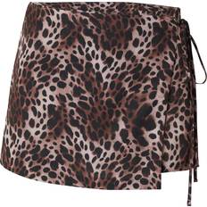 Nederdel Med Leopardprint I Satin - Beige/Brun