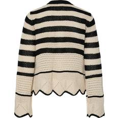Y.A.S Women Cardigans Y.A.S Crochet Knit Cardigan - Black/Cream Stripe