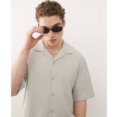Weekday Shirts Weekday Rib Oversized Resort Short Sleeve Shirt - Beige