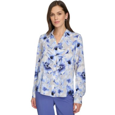 Calvin Klein Women Blouses Calvin Klein Printed Ruffle-Collar Blouse - Spring Blue