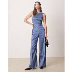 Abercrombie & Fitch Jumpsuits & Overaller Abercrombie & Fitch Ärmlös Skulpterande Jumpsuit Med Hög Krage Blå
