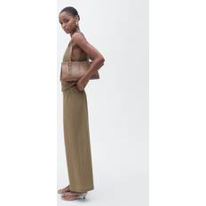 Mango Cropped Palazzo Trousers - Khaki