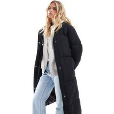 Petite Maxi Puffer Coat With Hood - Black