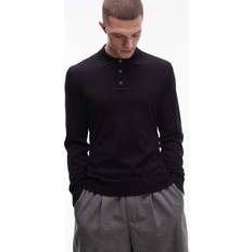 Arket Polo Shirts Arket Merino Wool Heavyweight Long Sleeve Polo Shirt - Black