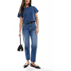 Pull&Bear Blå Mom Jeans Med Høj Talje - Blå