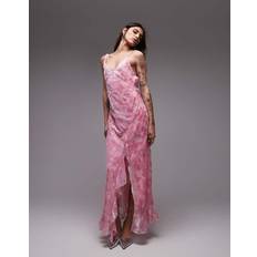 Long Dresses - Shoulder Straps Topshop Burn Out Twist Shoulder Maxi Dress - Pink