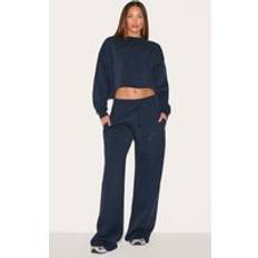 PrettyLittleThing Drawstring Wide Leg Joggers - Navy