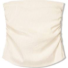 Slit - Women Tank Tops Bershka Bengaline Bandeau Top - Ecru Stripe