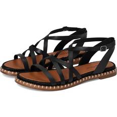 Lucky Brand Kielly Strappy Whipstitch Flat Sandals - Black