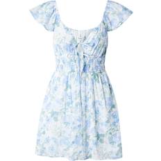 Hollister Short Sleeve Shirred Waist Detail Mini Skater Dress - Floral Print