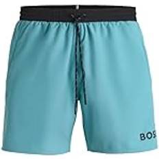 Blue - Men Swimwear BOSS Logo Recycled Swim Shorts - Light Pastel Blue