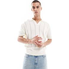 Bershka Polo Shirts Bershka Knitted Polo Shirt - White
