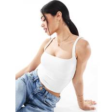 Bershka Overdele Bershka Hvid Formende Cami-Top Med Firkantet Hals
