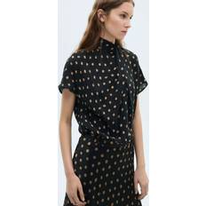 Viscose Blouses Mango Tody Polka Dot Top - Black