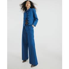 River Island Denimbukser Med Brede Ben - Blå Mellemvask