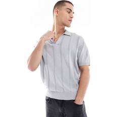 Bershka Polo Shirts Bershka Knitted Polo Shirt - Blue