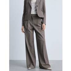 Mango Helena Tailored Wide Leg Trousers - Brown