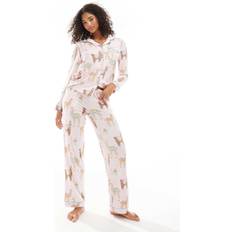 Polyester Pyjamasar Chelsea Peers Alpackamönstrad Pyjamas Med Byxor Och Långärmad Skjorta - Rosa