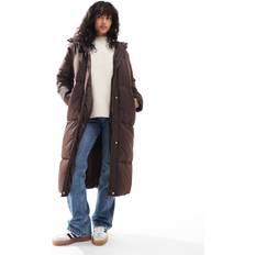 Threadbare Maxi Puffer Coat With Hood - Brown