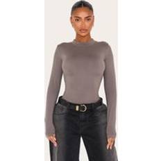 Grey Shapewear & Under Garments PrettyLittleThing Shape Charcoal Sculpted Long Sleeve Bodysuit - Grey