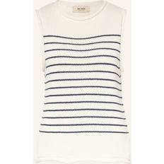 Mos Mosh Mmaubin Sl Stripe Knit Top Strik - Ecru
