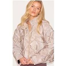 PrettyLittleThing Cropped Quilted Jacket - Brown