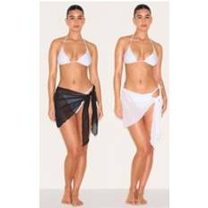 Svarta Saronger & Kimonos PrettyLittleThing Two Pack Chiffon Sarongs - White/Black