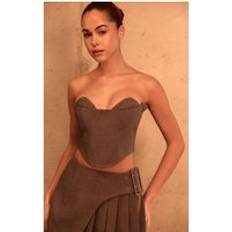 PrettyLittleThing Mocha Bust Detail Tailored Corset - Brown