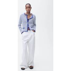 Mango Stripped Knit Cardigan - Blue