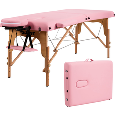Costway 84 Inch L Portable Massage Table Adjustable Facial Spa Bed Tattoo with Carry Pink