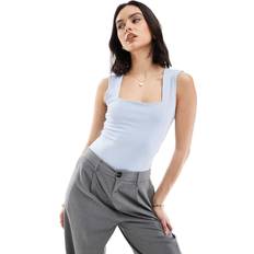 New Look Square Neck Slinky Bodysuit - Light Blue