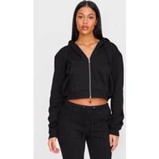 Kort Tröjor PrettyLittleThing Cropped Drawstring Hoodie - Black