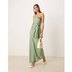 Abercrombie & Fitch Long Dresses Abercrombie & Fitch Strapless Tie Detail Maxi Dress Sage - Green