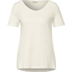 Basic T-shirt i Enfärgad - Vit