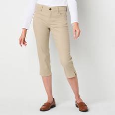 Liz Claiborne Sara Womens Mid Rise Capri Pants - Beige