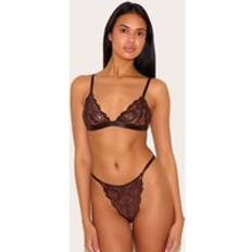 Brown - Women Lingerie Sets PrettyLittleThing Lace Triangle Lingerie Set - Chocolate