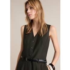 Dam - Tyg Jumpsuits & Overaller Mango Pinstripe Jumpsuit With Belt - Mörkgrön