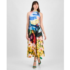 Anne Klein Women's Rope-Belt Watercolor-Print Dress - Azurine
