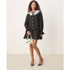 Sister Jane Sort Minikjole Med Oversized Krave