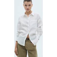 Mango Pocket Linen Shirt Kvinde - Offwhite