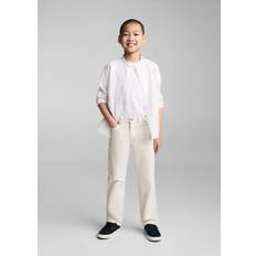 Orange Shirts Mango Striped Mao Collar Shirt - Dark Orange
