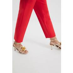 River Island Faux Leather Floral Trim Heeled Sandals - Gold