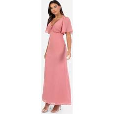 Anaya Anaya V Neck Short Flutter Sleeve Maxi Dress - Dusty Rose/Pink