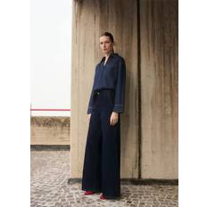 Mango Skjorter Mango Denim Cotton Shirt Kvinde Open Blue Langærmede Bluser - Mørkeblå