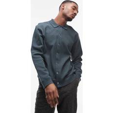 Arket Cardigans Arket Textured Jersey Cardigan With Polo Collar - Green