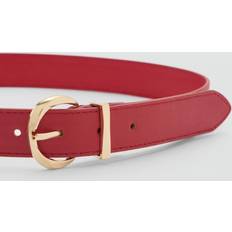 Gold Accessories Mango Oval Buckle Belt - Red